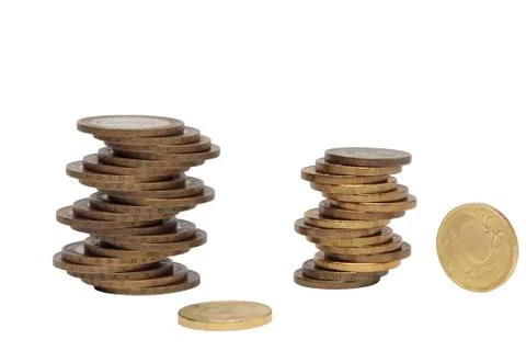 Stack of coins on white background Stock Photos