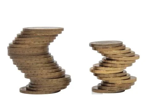 Stack of coins on white background Stock Photos