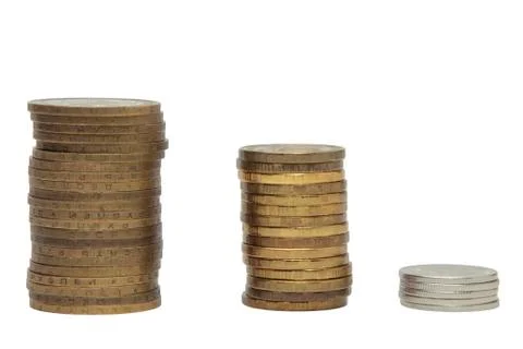 Stack of coins on white background Stock Photos
