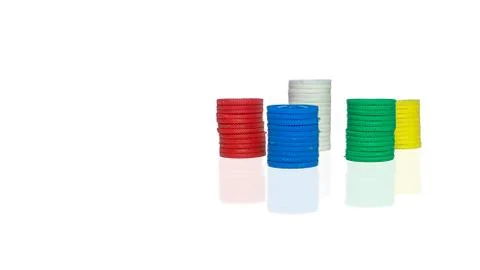 Stack of coins on white background Foto stock