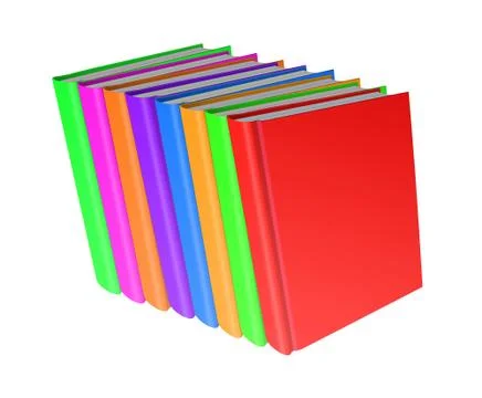 Stack of color books on white background, 3d illustration Stock Illustration