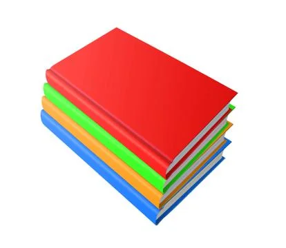 Stack of color books on white background, 3d illustration Stock Illustration