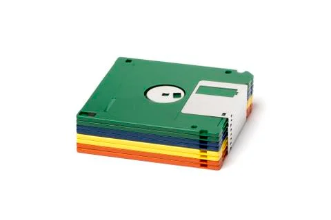 Stack of color floppy disks Foto stock