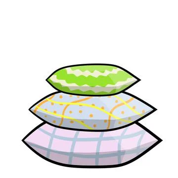 Stack of color pillows. Soft element of furniture and bed. Stock Illustration