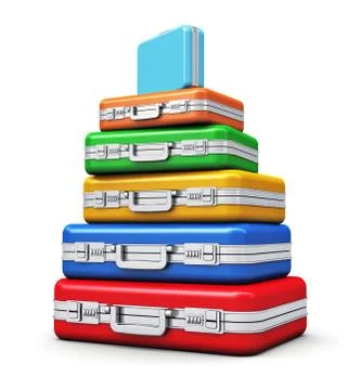 Stack of color travel cases Stock Illustration