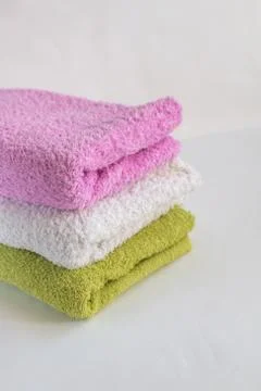 Stack of colored and textured towels Stock Photos