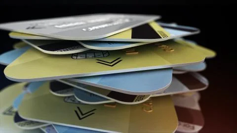 A stack of colored bank cards. Stock Illustration