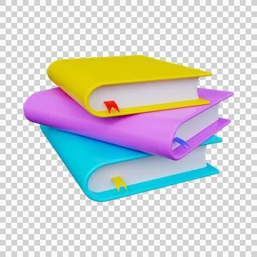 Stack of colored books. 3d render Stock Illustration