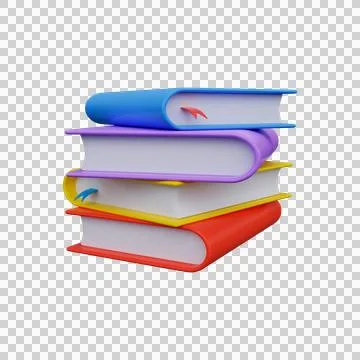 Stack of colored books in 3D style. Stock Illustration
