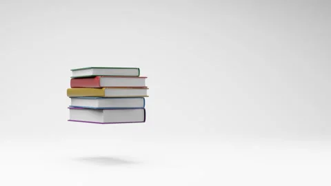 Stack of Colored Books Spinning on Studio Light Gray Background Stock Footage 236225845