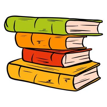 A stack of colored books. Textbooks for teaching. Books. Cartoon style. Stock Illustration