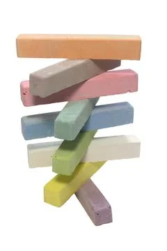 Stack of the colored chalks isolated Stock Photos
