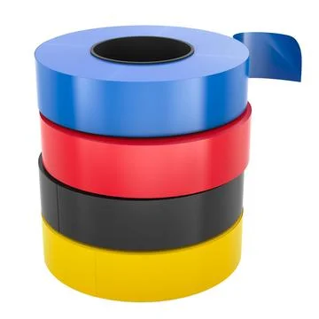 Stack of colored Electrical Tapes, insulating tapes. 3D rendering Stock Illustration