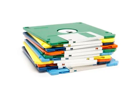 Stack of colored floppy disks Foto stock