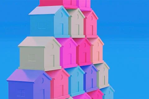 A stack of colored houses Stock-Illustration