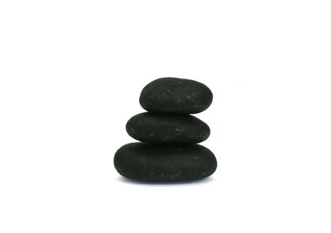 Stack of colored pebble stones on white background Stock Photos