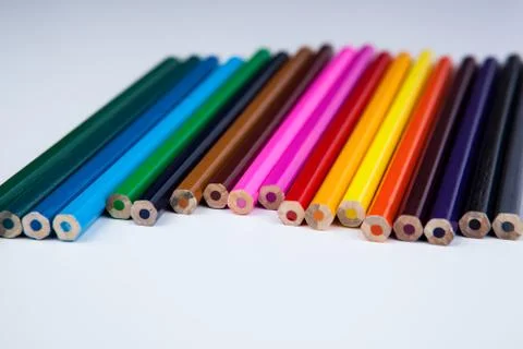 A stack of colored pencils Stock Photos