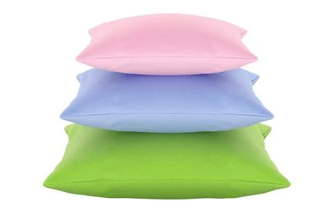 Stack of colored pillows. 3D rendering Stock Illustration