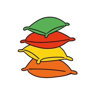 A stack of colored pillows. Soft element of furniture and beds. Sleep and rest 스톡 일러스트