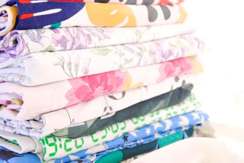 A stack of colored sheets on a white sheet Stock Photos