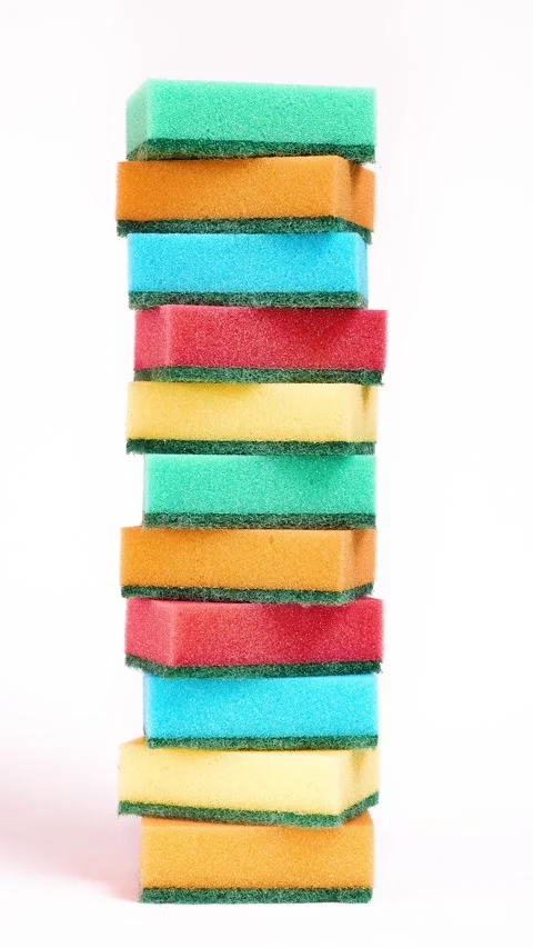 Stack of colored sponges for cleaning 動画素材 303146803