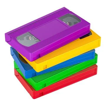 Stack of colored VHS videotapes, 3D rendering Stack of colored VHS videota... Stock Photos