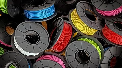 Stack of colorful 3D printer filaments. 3D illustration Stock Illustration
