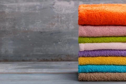 Stack of colorful bath towels Stock Photos