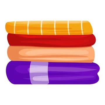 Stack of colorful beach towels lying on top of each other Illustrazione stock