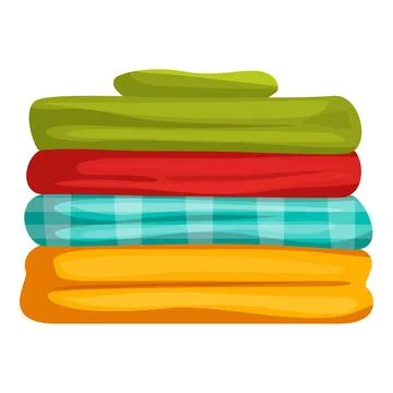 Stack of colorful blankets folded neatly on white background Stock Illustration