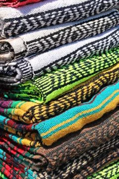 Stack of colorful blankets Stock Photos