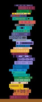 Stack of colorful books on black background. Pile of books vector illustratio Illustrazione stock