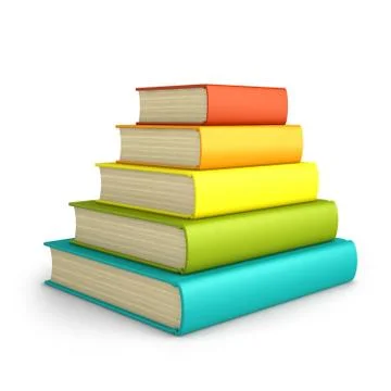 Stack of colorful books isolated on white background Stock Illustration