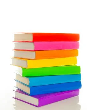 Stack of colorful books - library concept Stock Photos