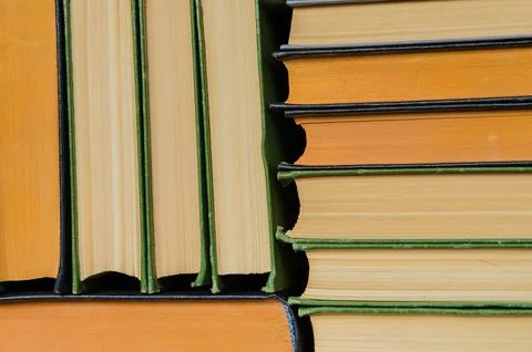 A stack of colorful books in a library Foto stock