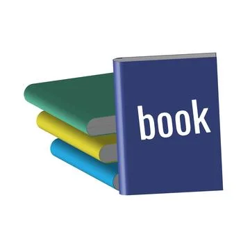 Stack of colorful books with one standing book template isolated on white b.. Ilustración de archivo