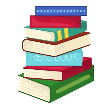 Stack colorful books phrase READ BOOK spine. Education reading concept vector Stock Illustration