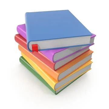 Stack of Colorful Books with a Red Bookmark Illustrazione stock