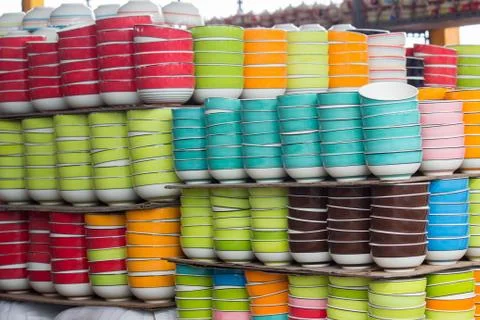 Stack colorful bowls. Foto stock