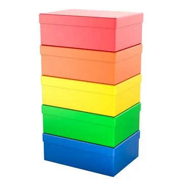 Stack of colorful boxes. 3D rendering Stockillustratie