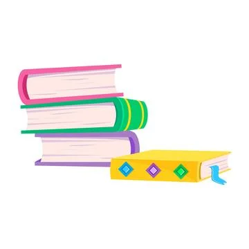 A stack of colorful cartoon books Stock Illustration