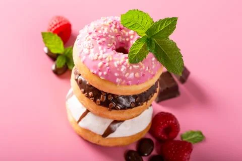 Stack of colorful donuts Stock-Fotos