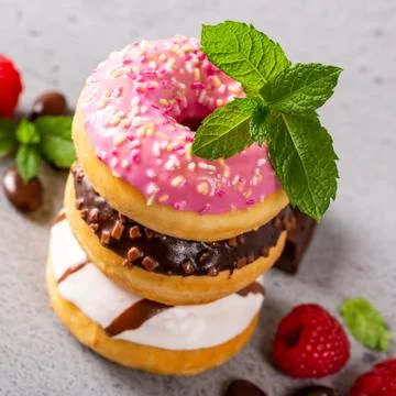 Stack of colorful donuts Stock Photos