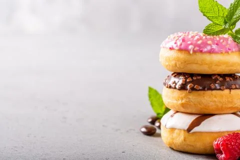 Stack of colorful donuts Stock Photos