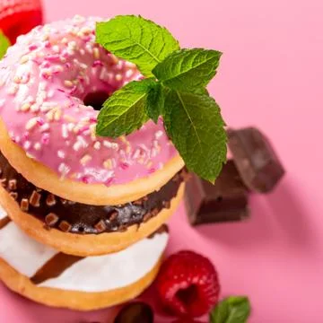 Stack of colorful donuts Stock Photos