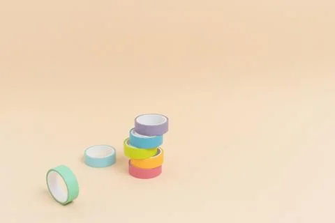 Stack of colorful duct tapes. Back to school concept. Stock Photos