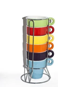 Stack of colorful empty coffee cups Stock Photos