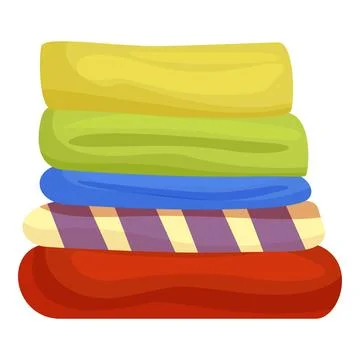 Stack of colorful folded blankets lying on top of each other Stock Illustration