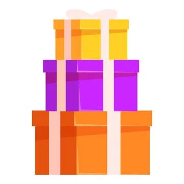 Stack of colorful gift boxes tied with ribbons for birthday or christmas Stock Illustration