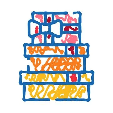 Stack of colorful gifts hand drawn illustration Stock Illustration